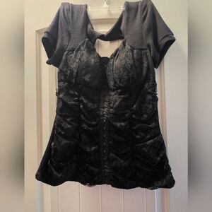 Studio Y Black Textured Women's Blouse